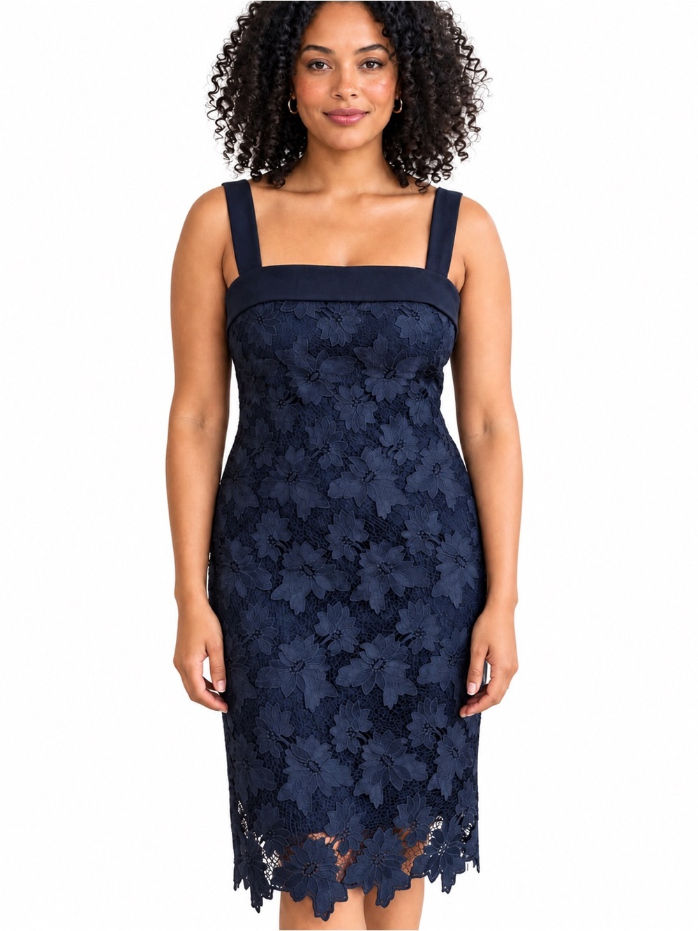 Banana Republic Limited Edition True Navy Guipure Lace Floral Bow Back Dress 16